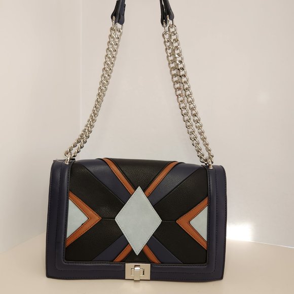 INC Interntional Concepts Ajae Patchwork Purse - NWT- Blue Multi Color - Picture 2 of 12